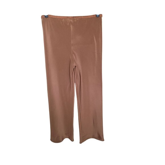 Peter Cohen 100% Silk Brown Wide-Leg Pants Elastic Waist Small - Picture 4 of 7